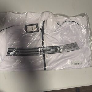 DKNY White Shirt with Black Stripes